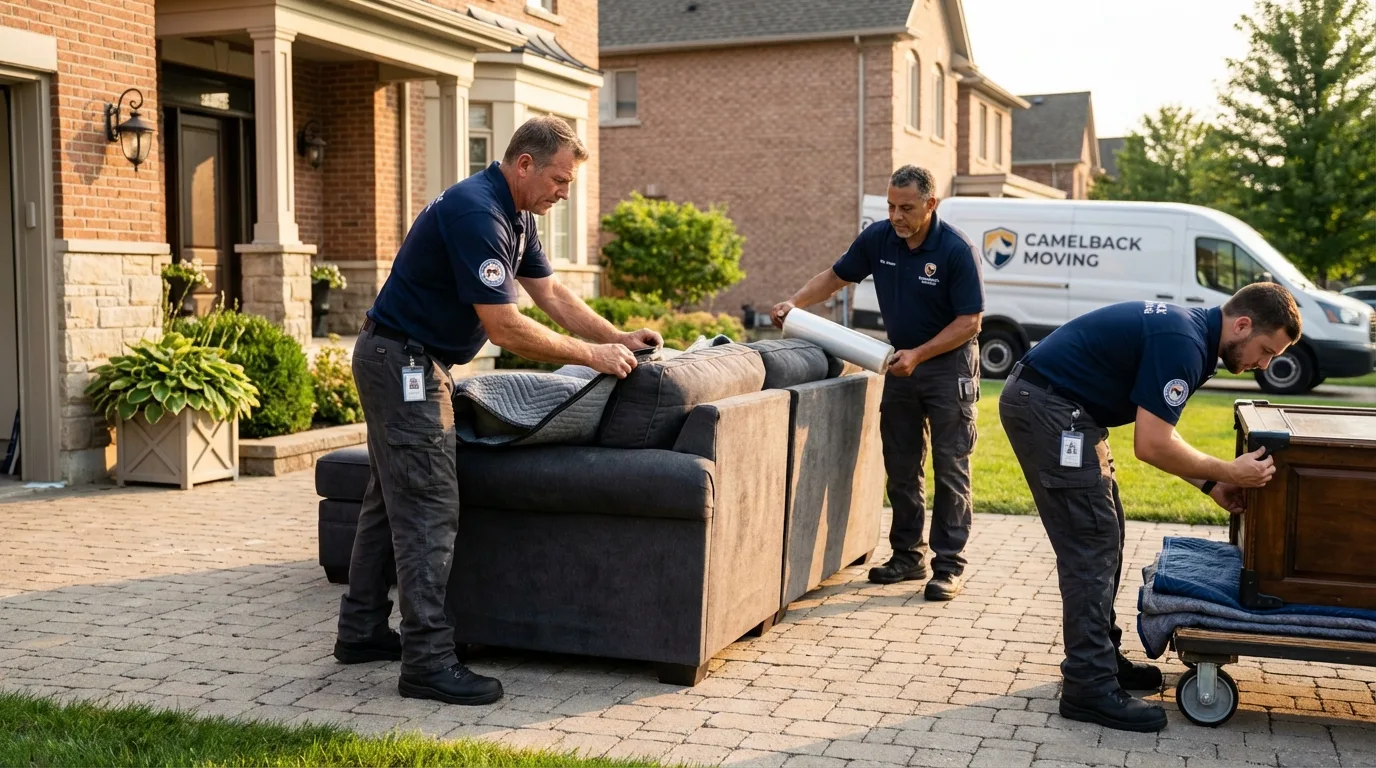 Large estate moving crew wrapping furniture in Afton, WY